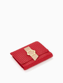 Кошелёк женский на кнопке, 11?1?10 см, комбинированный, красный