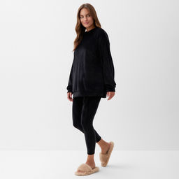Костюм женский (свитшот, легинсы) KAFTAN Plushy, размер 40-42, чёрный