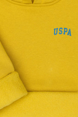 Erkek _ocuk Sar_ Basic Kap__onlu Sweatshirt