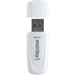 Флешка Smartbuy 032GB3SCW, 32 Гб, USB3.0, чтение до 100 Мб/с, запись до 40 Мб/с, белая