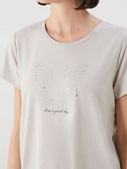 Bisiklet Yaka Nak??l? Kad?n Ti??rt