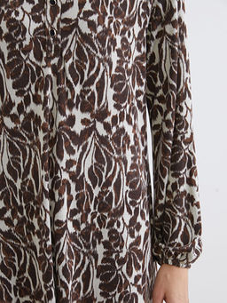 Bisiklet Yaka Desenli A Kesim Elbise