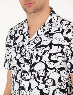 Черная рубашка узкого кроя из смесового льна с коротким рукавом - Cacharel фото 7