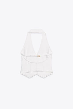 Z1975 DENIM CROP HALTER TOP - Zara фото 5