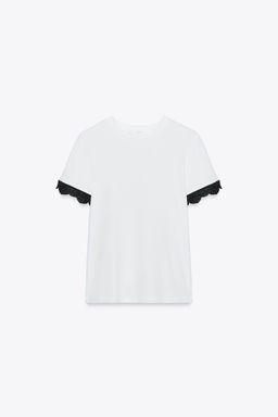 LACE SLEEVE T-SHIRT - Zara фото 5