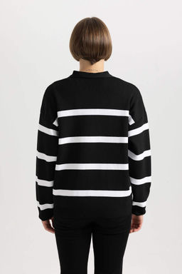 Полосатый кардиган с V-образным вырезом Relax Fit - Defacto фото 7