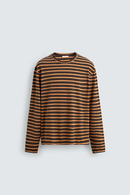 CAMISETA JACQUARD RAYAS / Marr?n