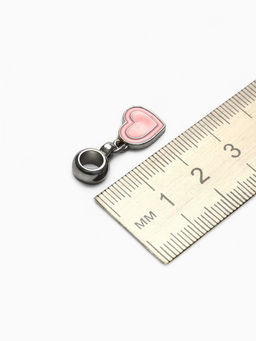 Цена за 5 шт. Шарм подвеска «Сердечко», розовый в серебре