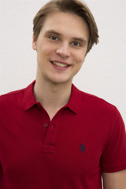 Мужская бордово-красная базовая футболка с воротником-поло - U.s. polo assn фото 2