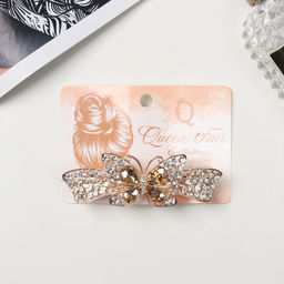 Заколка - автомат для волос «Венди блеск», бабочка, 9 см, золото