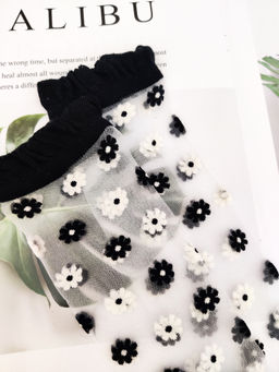 Носки Прозрачные р.35-40 Ромашки Черные - Krumpy фото 5