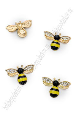 Кабошон флоризель металл "Оса" 2,5*1,7 см (4 шт) SF-7246, желтый