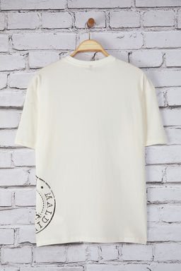 TRENDYOL MAN Ekru Oversize/Genis Kesim Tropikal Bask?l? %100 Pamuk T-Shirt TMNSS25TS00219 - Trendyolmilla фото 2