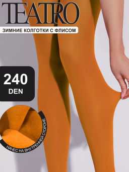 Колготки женские теплые с флисом TEATRO ICE STYLE 240 den COLOR шафрановый