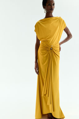 Vestido drapeado con escote barco - H&m фото 2