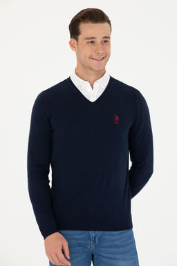 Свитер мужской U. S. Polo Assn базовый темно-синий из хлопка - U.s. polo assn фото 19