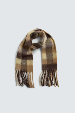 CHECK SCARF WITH FRINGING - Zara фото 3