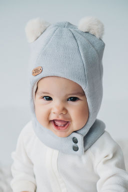 Шлем зимний из смесовой шерсти "Серебро" на кнопках 0+