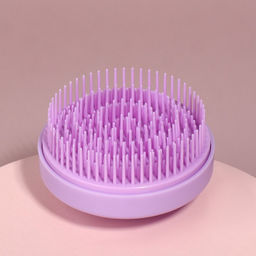 Расчёска массажная, круглая, складная, с зеркалом, d=7.5 см, в коробке, сиреневая