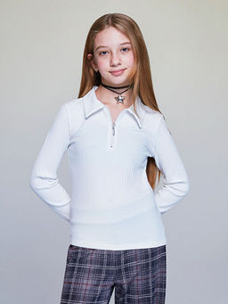 Polo Yaka Uzun Kollu K?z ?ocuk Ti??rt