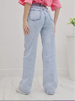 Джинсы палаццо широкие трубы с высокой посадкой