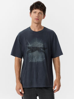 Футболка мужская серая с принтом и надписью Volkodav