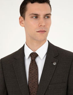 Kahverengi Slim Fit Tak_m Elbise