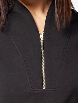 VILATTE / Укороченный джемпер с воротом на молнии из футера-двухнитки  фото 8