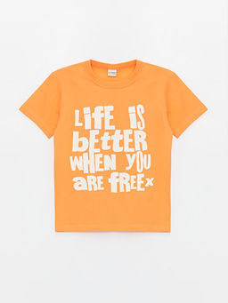 Bisiklet Yaka Bask?l? K?sa Kollu Erkek ?ocuk Ti??rt