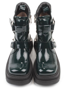 01-D1-8070 DK. GREEN Ботинки демисезонные женские (натуральная кожа, байка)