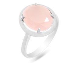 Кольцо из серебра розовый кварц, Ю-100М48