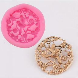 Молд силикононовый «Птички в цветочных ветвях» 6,5 см