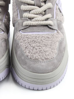 04-P124-3C GRAY Кроссовки демисезонные женские (натуральная замша, искусственный мех)