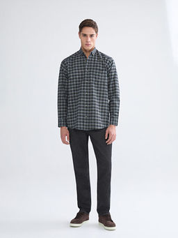 Regular Fit Uzun Kollu Ekose Gabardin Erkek G?mlek