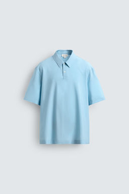 CAMISA POLO FLUIDA MEZCLA VISCOSA / Celeste - Zara фото 7
