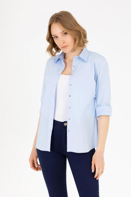 Женская голубая рубашка с длинным рукавом Basic - U.s. polo assn фото 8