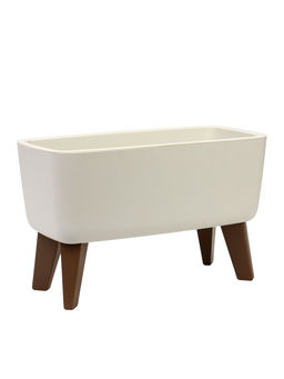 Кашпо на ножках высокий 4,2 л d25 см h_см белый ротанг ФЛОРИАН