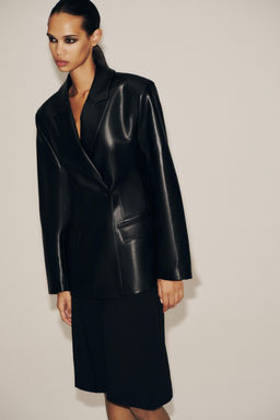 TAILORED FAUX LEATHER BLAZER - Zara фото 2