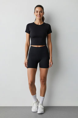 TRENDYOLMILLA Siyah Seamless/Dikissiz Orme Spor T-Shirt THMSS25TS00000