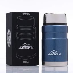 Термос для еды Мастер К, 700 мл, нержавеющая сталь, синий фото 4