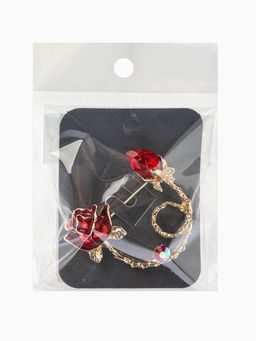 Брошь «Цветок» роза бутон, цвет красный в золоте