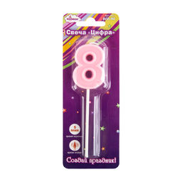 "BOOMZEE" Свеча для торта "Цифра" BCD-46 7.5 г 12 х 1 шт. 8_розовый