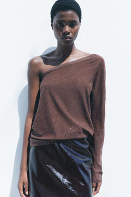 ASYMMETRIC RHINESTONE KNIT TOP - Zara фото 2
