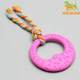 Игрушка жевательная с канатом Гиря, розовая