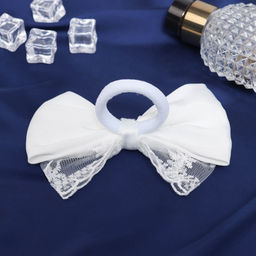 Цена за 6 шт. Бант для волос на резинке «Школьница», воздушное кружево, 12 см, белый