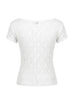 Bordo Fitted/Vucuda Oturan Kay?k Yaka K?sa Kollu Dantel Orme Bluz TWOSS26BZ00185 - Trendyolmilla фото 12