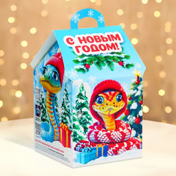 Цена за 5 шт. Подарочная коробка Новогодняя Домик новый, с анимацией 12?12?19 см