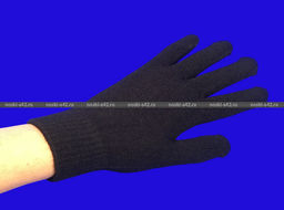 Цена за 12 шт. Перчатки женские, подростковые ЧЕРНЫЕ с начесом арт. MS-Н2202 длина перчатки 20-21 см - For you фото 2