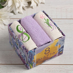 Набор полотенец 8 Марта 30?30 см-3 шт., 100% хлопок 340 г/м?