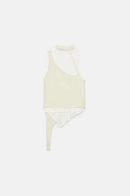 CAMISETA CHOKER EFECTO DOBLE / Crudo / Beige - Zara фото 4